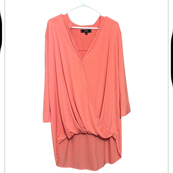 Lucky & Blrssed Coral Drape Front Wrap Keyhole Tunic Size XL - Picture 1 of 6